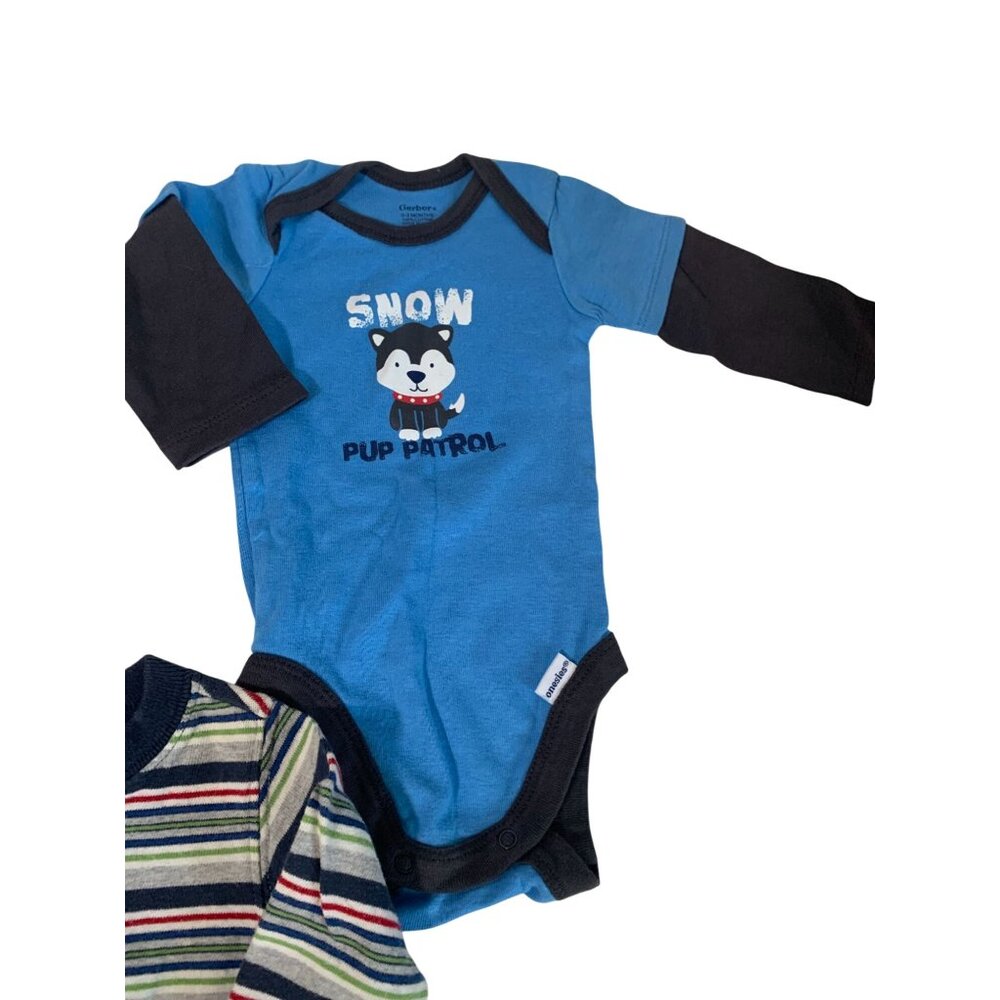 3 Piece Lot Boys Infant Baby Size 0 3 Months Bodysuit Long Sleeve 1 Piece Variet - Picture 4 of 4
